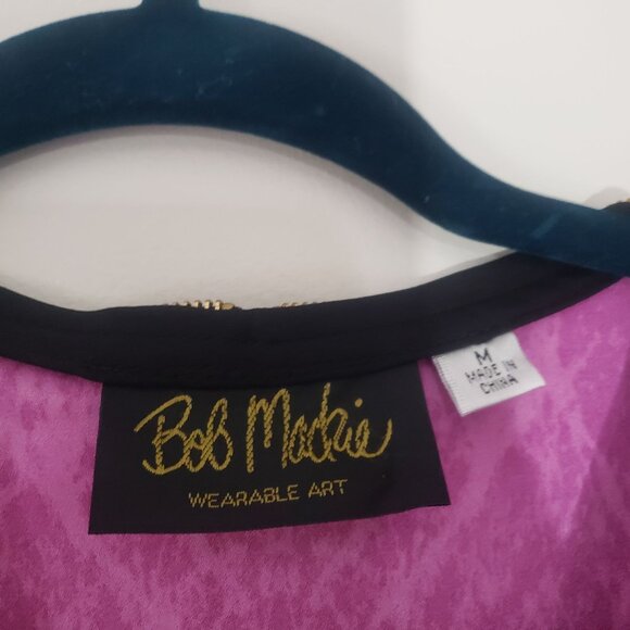 Bob Mackie‎ Womens Wearable Art Zipper Blouse Size M Paisley Artsy Boho Electric - Picture 4 of 9